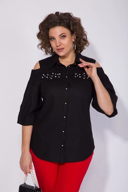 Костюм брючный 1280 Брл черный + красный Liliana-style
