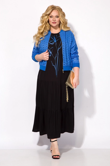 Костюм с платьем 1421к василек + черный Liliana-style