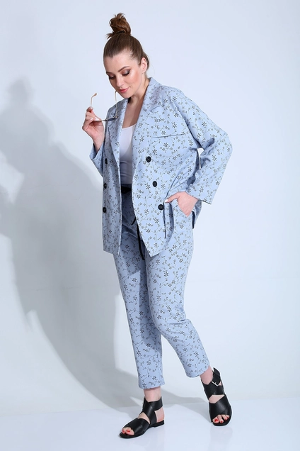 Костюм брючный 789 голубой Liona