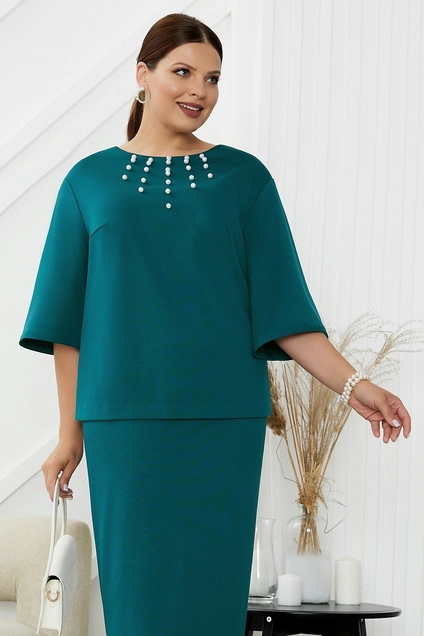 Костюм с юбкой 4825 изурмудный Lissana