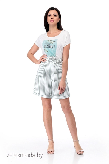 Костюм с шортами 850 зеленый+полоска MichelStyle