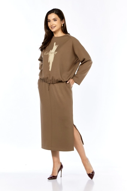 Костюм с юбкой 1376 капучино Milora