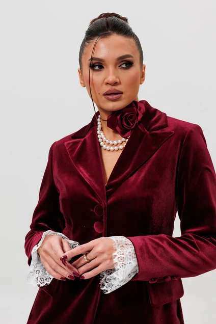 Костюм с юбкой+манжеты 1165-1м бордо MisLana