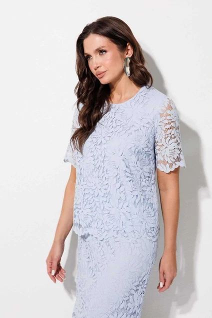 Костюм с юбкой 1307 голубой MisLana