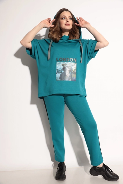 Спортивный костюм 1225 темно-бирюзовый Michel Chic
