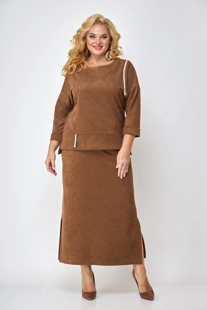 Костюм с юбкой 1310 рыжий Michel Chic