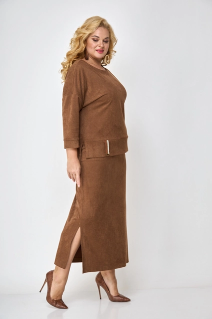 Костюм с юбкой 1310 рыжий Michel Chic