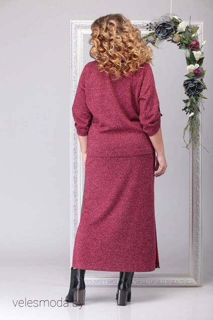 Костюм с юбкой 1195 винный Michel Chic