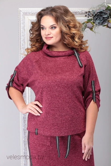 Костюм с юбкой 1195 винный Michel Chic