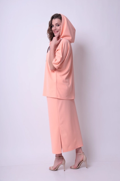 Костюм с юбкой 1248 персиковый Michel Chic