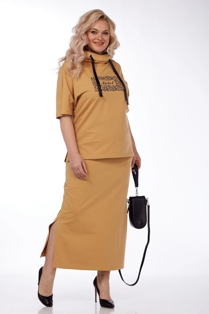 Костюм с юбкой 1248 рыжий Michel Chic