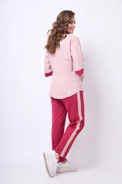 Костюм брючный 1282 розовый Michel Chic