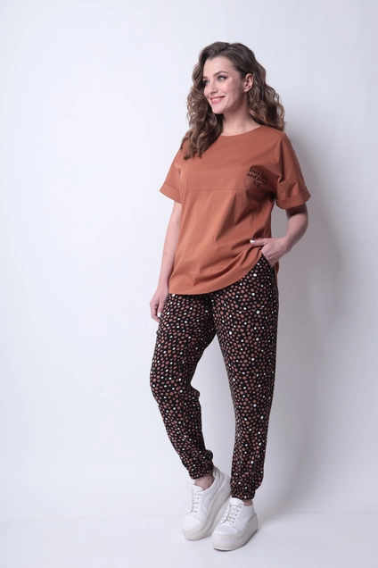 Костюм брючный 1285 коричневый Michel Chic