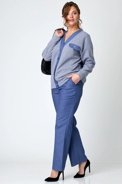 Костюм брючный 1319 синий Michel Chic