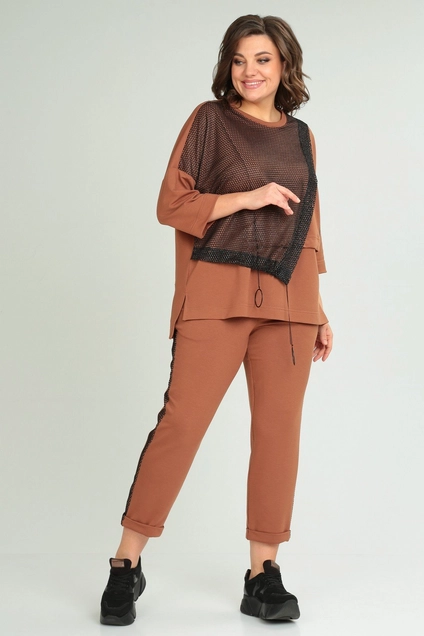 Костюм брючный 1329 рыжий Michel Chic