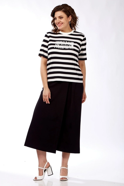 Костюм брючный 1336 белый + черный Michel Chic