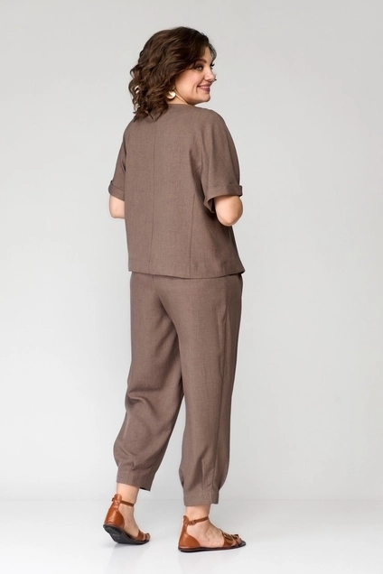 Костюм брючный 1337 коричневый Michel Chic