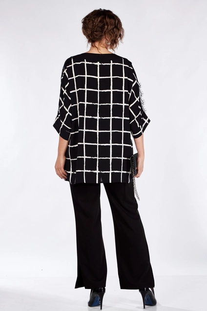 Костюм брючный 1364 черный + белый Michel Chic