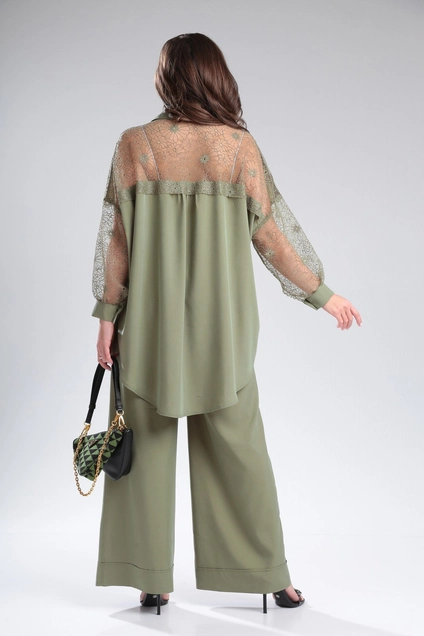 Костюм брючный 1369 хаки Michel Chic