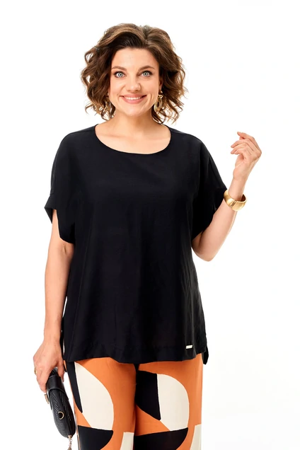 Костюм брючный 1384 рыжий + графика Michel Chic