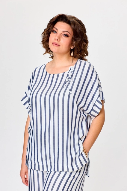 *Костюм брючный 1384 полоска Michel Chic