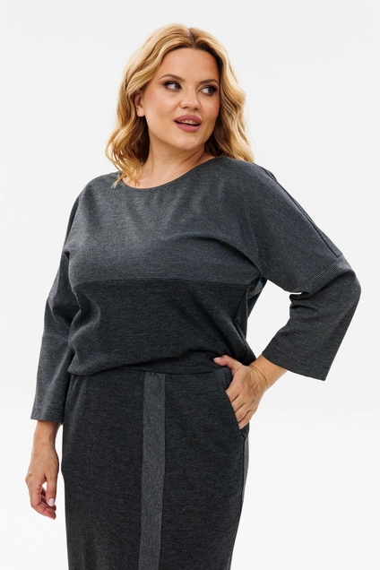 Костюм с юбкой 1393 графит + люрекс Michel Chic
