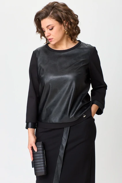 Костюм с юбкой 1394-1 черный Michel Chic