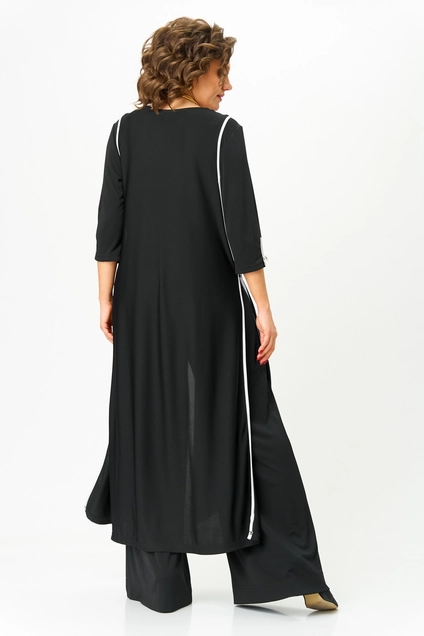Костюм брючный 1413 черный + белый Michel Chic