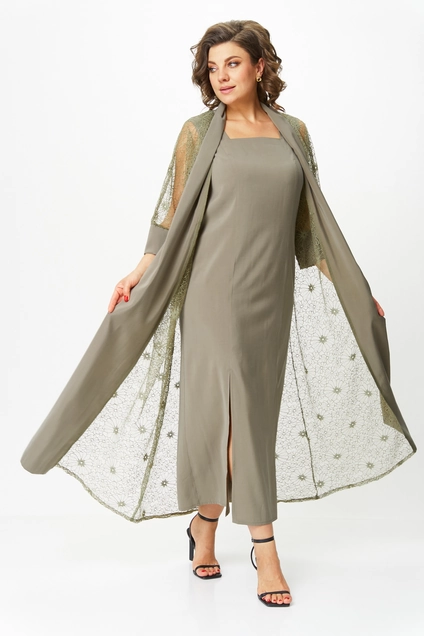 Костюм с платьем 1421 хаки Michel Chic