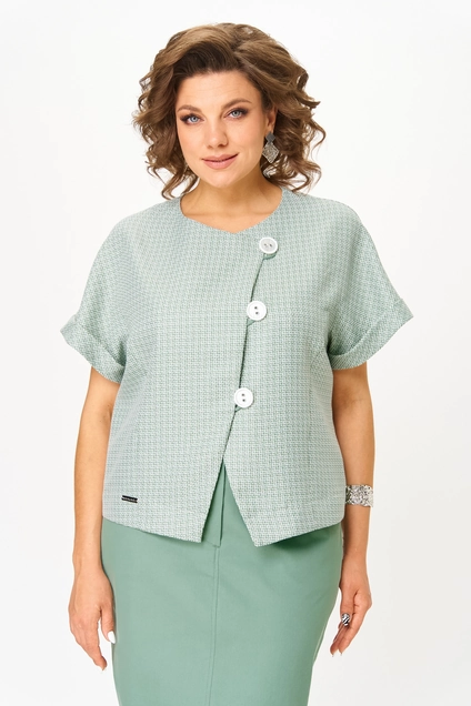 Костюм с юбкой 1422 зеленый Michel Chic