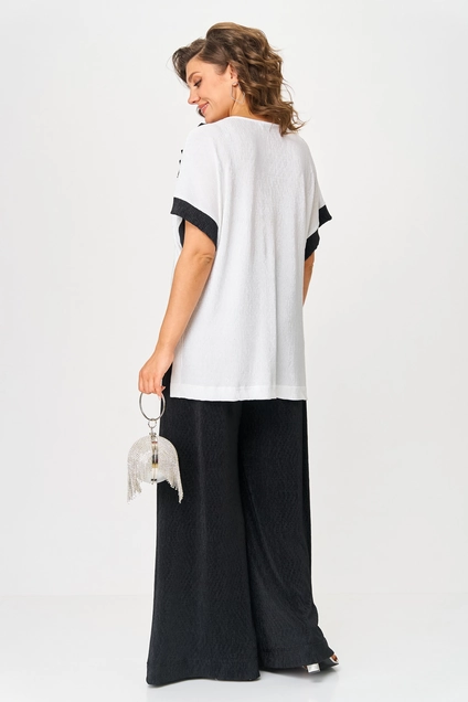Костюм брючный 1423 черный + белый Michel Chic