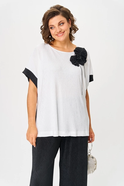 Костюм брючный 1423 черный + белый Michel Chic