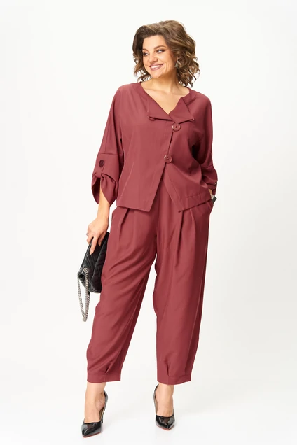 Костюм брючный 1436 брусничный Michel Chic фото 3