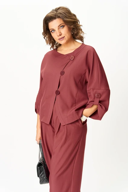 Костюм брючный 1436 брусничный Michel Chic фото 5