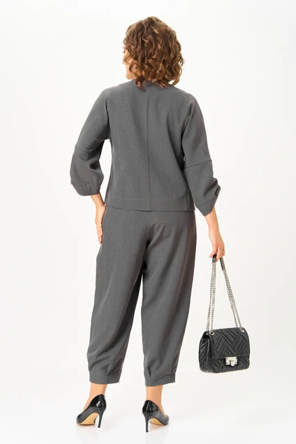 *Костюм брючный 1436-1 серый Michel Chic