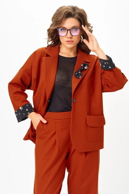 Костюм брючный 1437 терракот Michel Chic