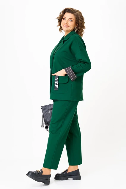 *Костюм брючный 1437 изумруд Michel Chic
