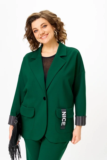 *Костюм брючный 1437 изумруд Michel Chic