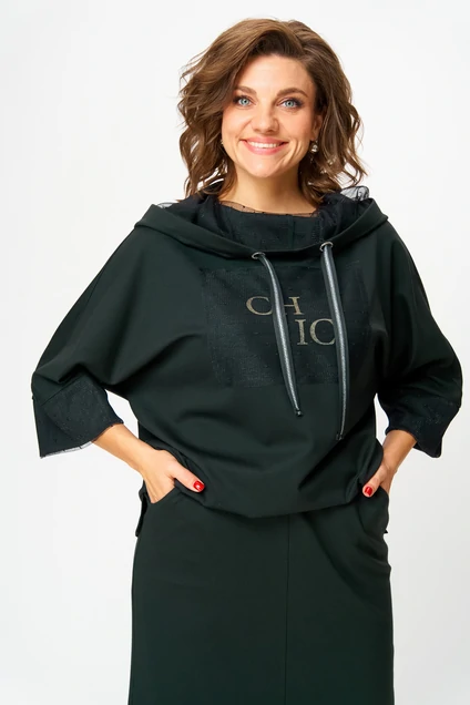 Костюм с юбкой 1438 изумрудный Michel Chic фото 5