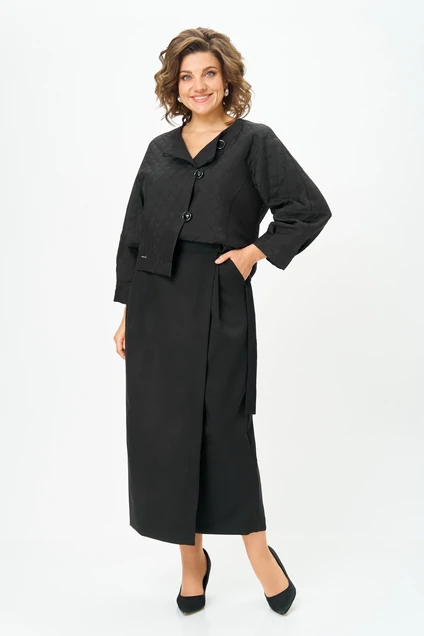 Костюм с юбкой 1443 черный Michel Chic