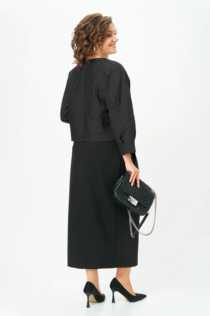Костюм с юбкой 1443 черный Michel Chic