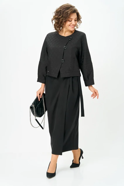 Костюм с юбкой 1443 черный Michel Chic