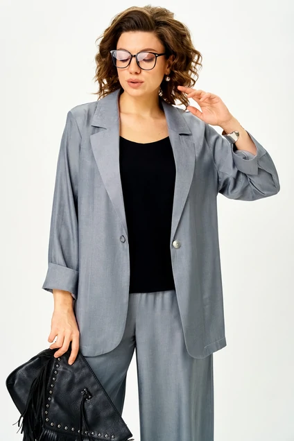 Костюм брючный 1446 стальной серый Michel Chic