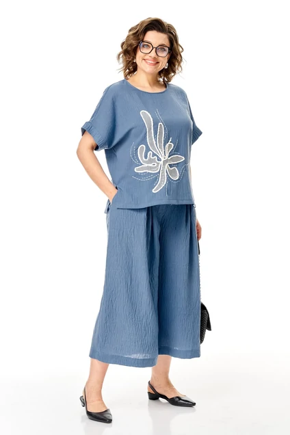 Костюм брючный 1451 грозовое небо Michel Chic