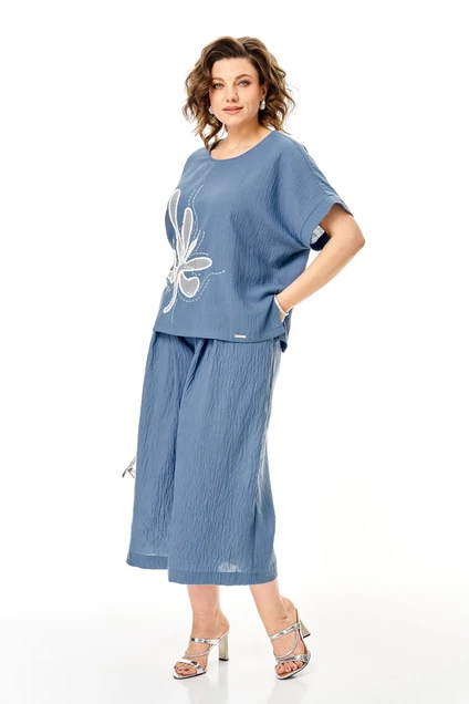 Костюм брючный 1451 грозовое небо Michel Chic