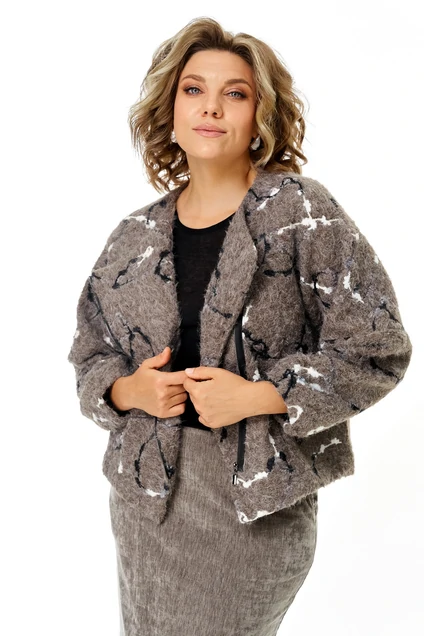 *Костюм с юбкой 1465 шелковый пепел Michel Chic