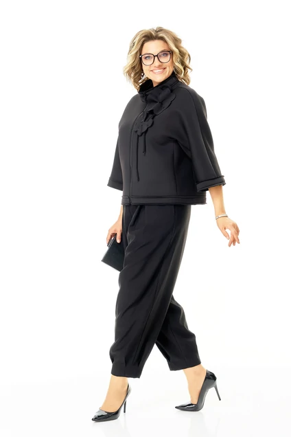 Костюм брючный 1468 черный Michel Chic