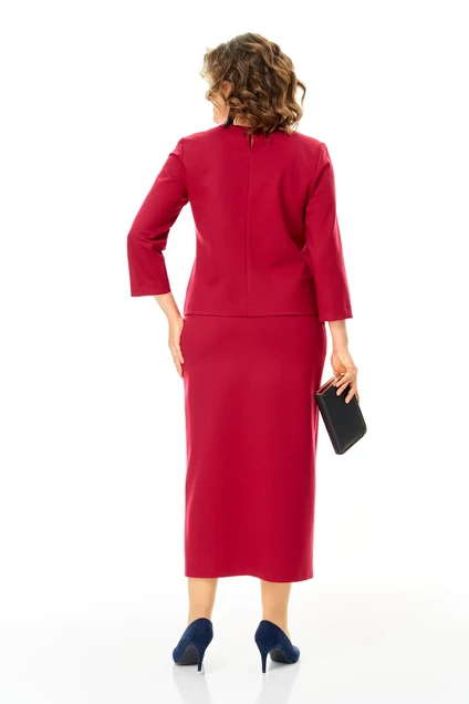 Костюм с юбкой 1469 красный Michel Chic