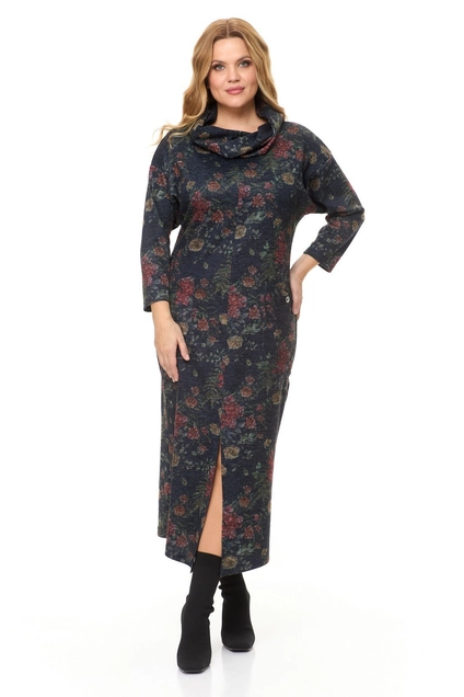 Платье 2145 графит + цветы Michel Chic