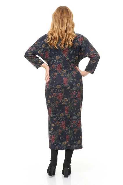 Платье 2145 графит + цветы Michel Chic